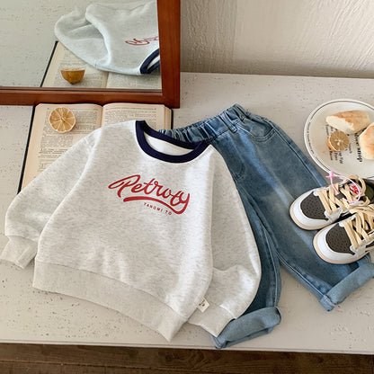 Letter printed hoodie for babies simple casual top