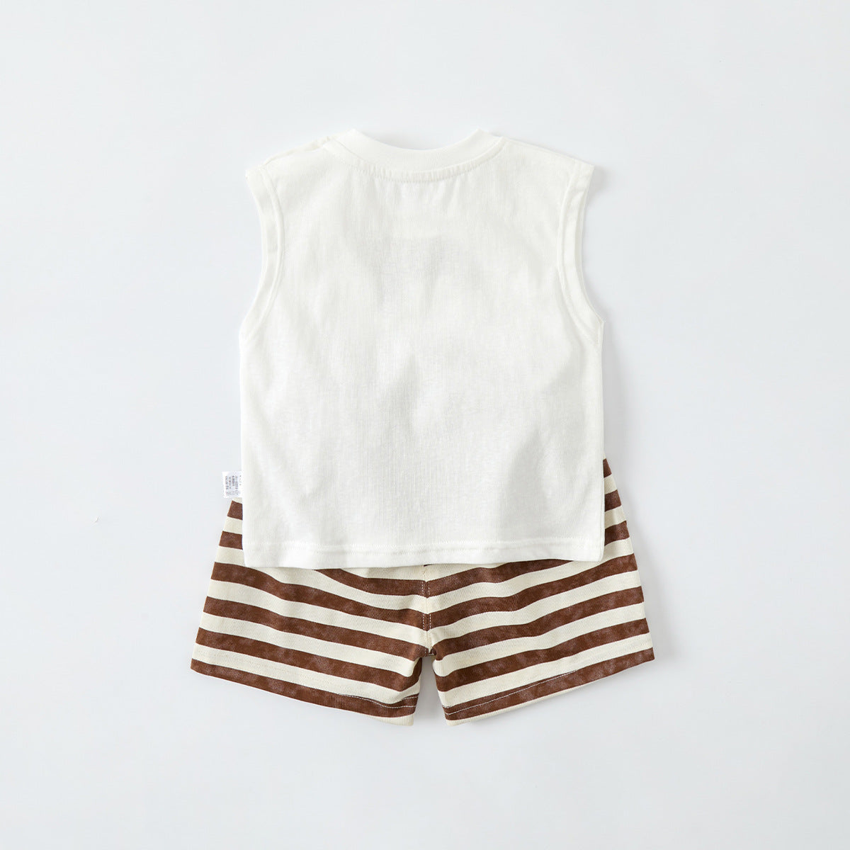 Cartoon Vest Separated Outfit for Boys Toddler Lightweight Top Stripe Pants Two-Piece Set