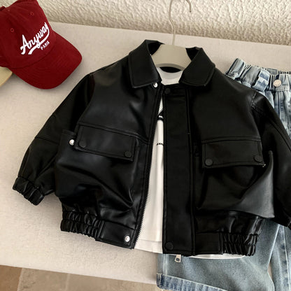 Children's leather jacket for boys