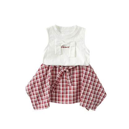Checkered Dress with Tank Top, Lightweight Summer Outfit for Toddlers and Kids