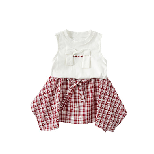 Checkered Dress with Tank Top, Lightweight Summer Outfit for Toddlers and Kids
