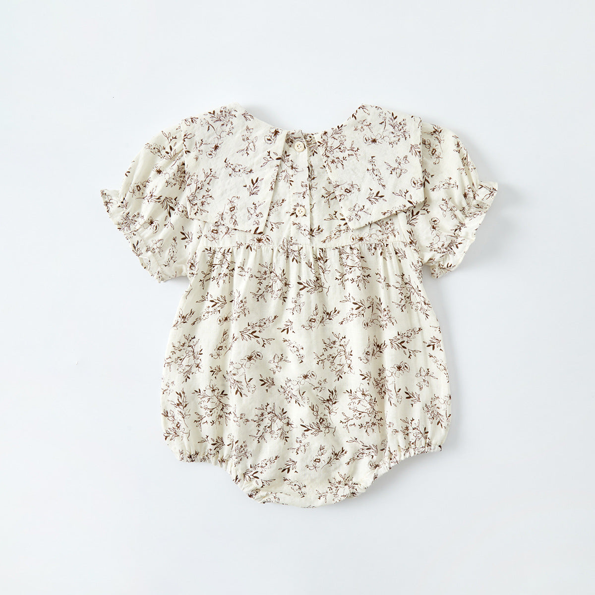 Infant Floral Romper Baby Girl Short Sleeve Lace Collar Onesie Lightweight Bodysuit Summer Outfit