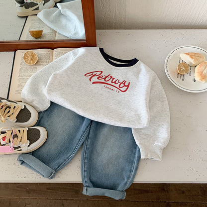Letter printed hoodie for babies simple casual top