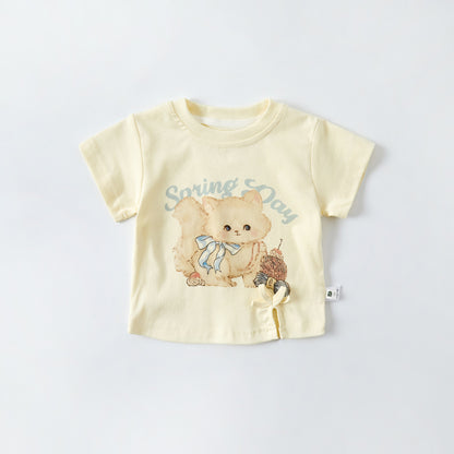 Short Sleeve Dress Set Stylish Two-Piece Outfit for Toddlers