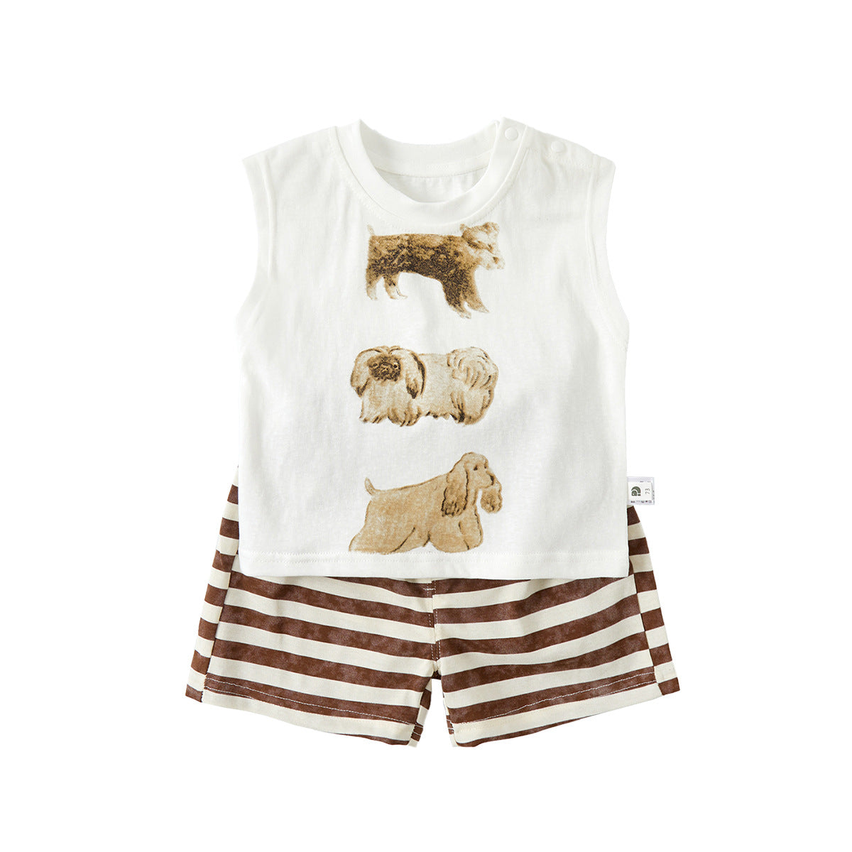Cartoon Vest Separated Outfit for Boys Toddler Lightweight Top Stripe Pants Two-Piece Set