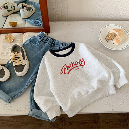 Letter printed hoodie for babies simple casual top