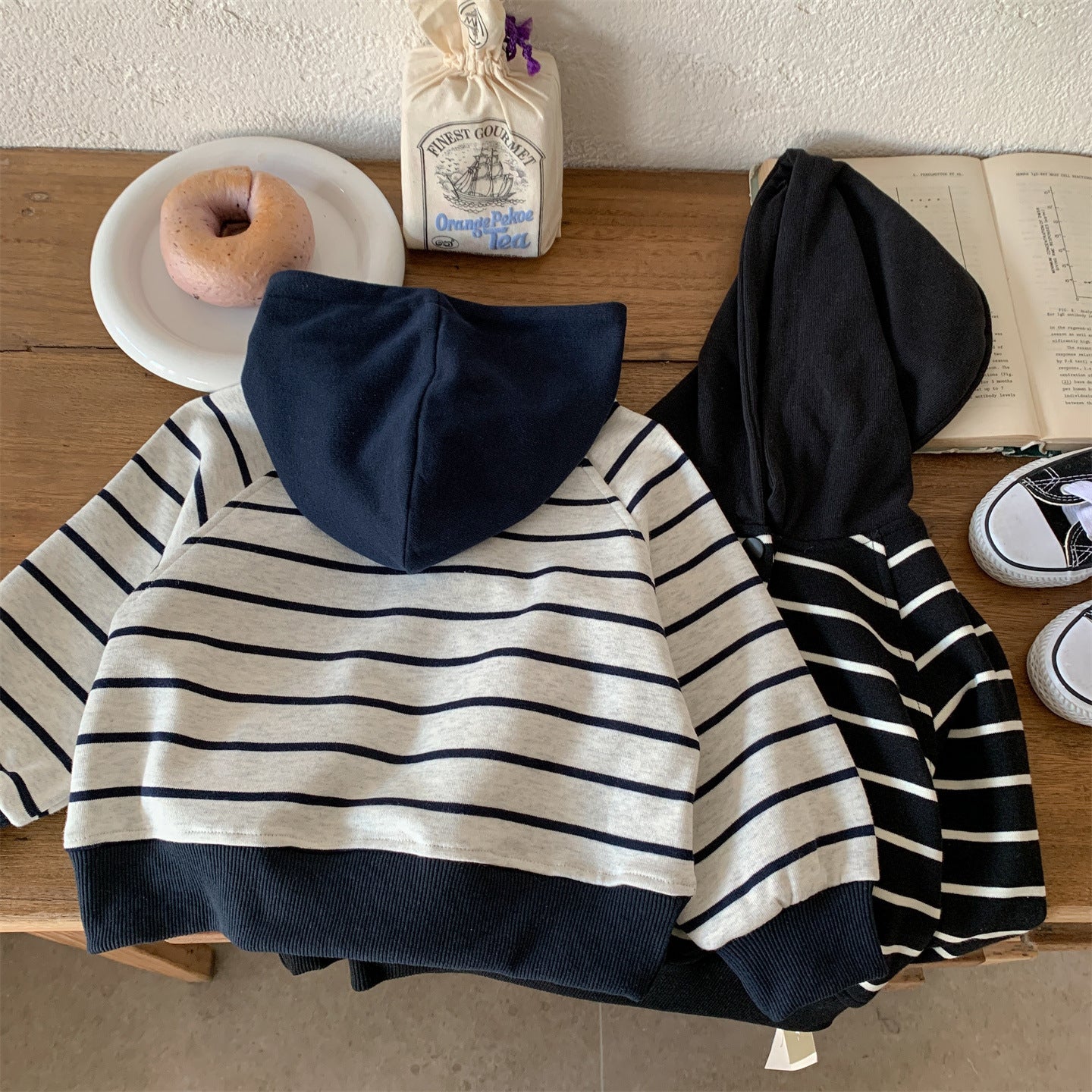 Striped hooded sweatshirt pullover