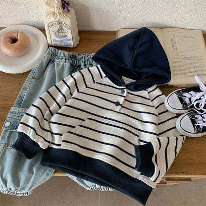 Striped hooded sweatshirt pullover