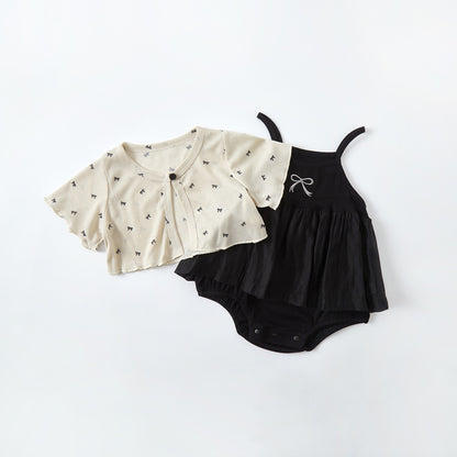 Outfit Lightweight Outerwear and Sleeveless Bodysuit Dress Two-Piece Set