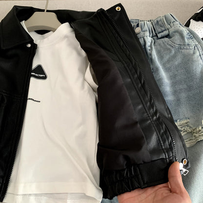 Children's leather jacket for boys