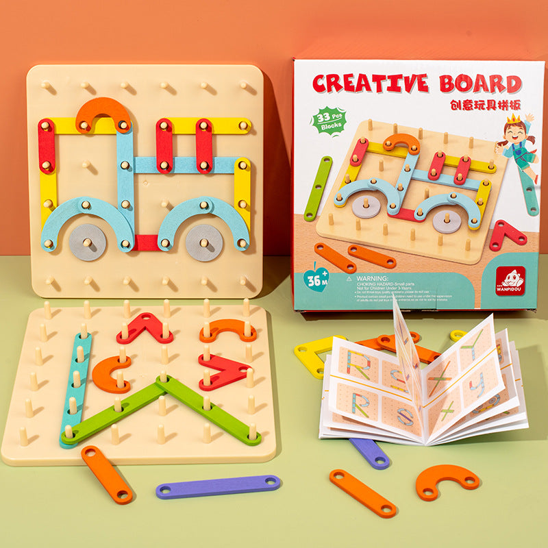 Creative and versatile puzzle board for children's early education and puzzle, Montessori wooden geometric shape teaching aids and toys