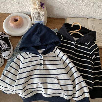 Striped hooded sweatshirt pullover