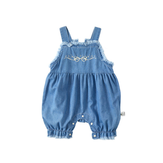 Denim Overalls Romper Thin Baby Onesie Infant Outing Diaper Cover