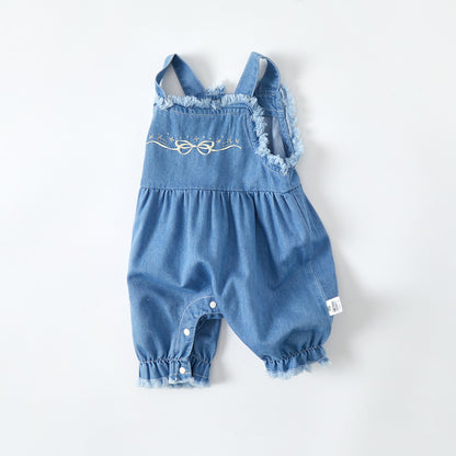 Denim Overalls Romper Thin Baby Onesie Infant Outing Diaper Cover