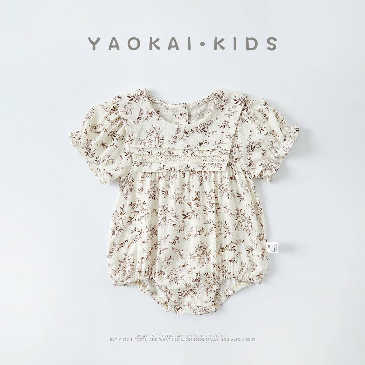 Infant Floral Romper Baby Girl Short Sleeve Lace Collar Onesie Lightweight Bodysuit Summer Outfit