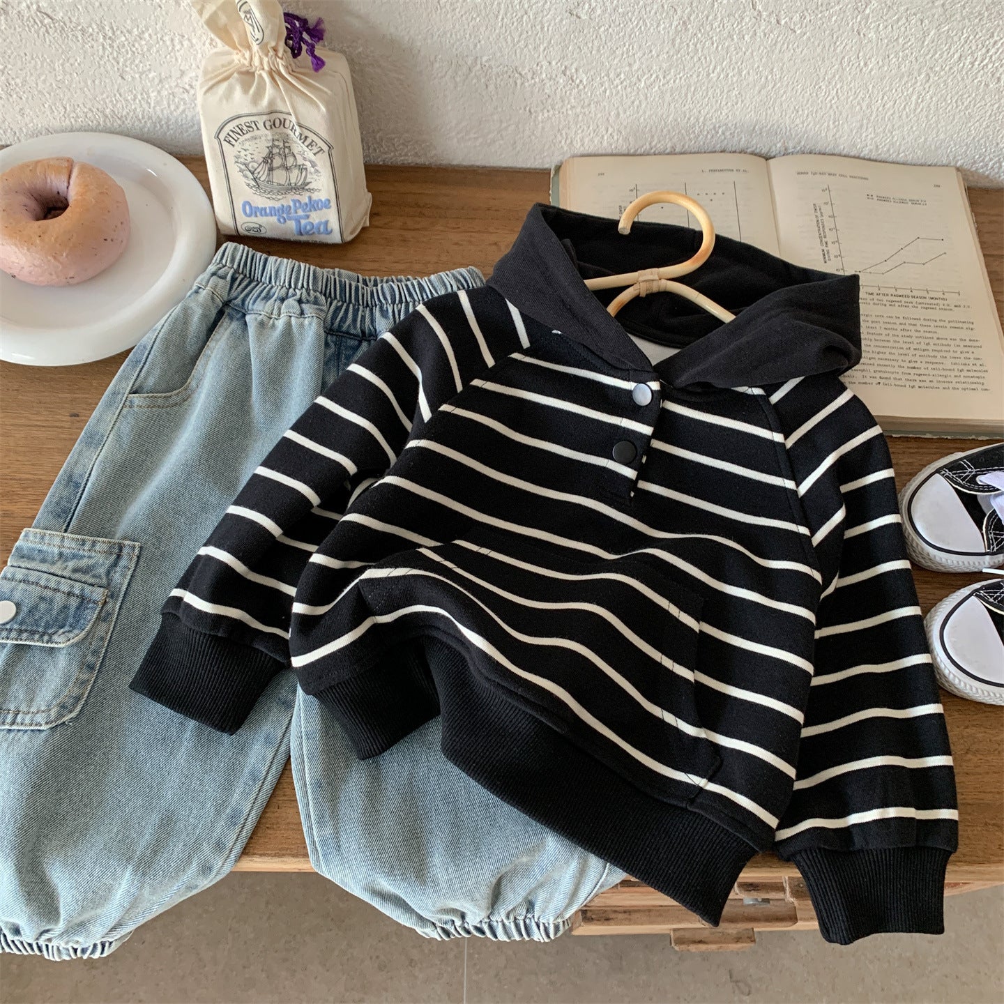 Striped hooded sweatshirt pullover