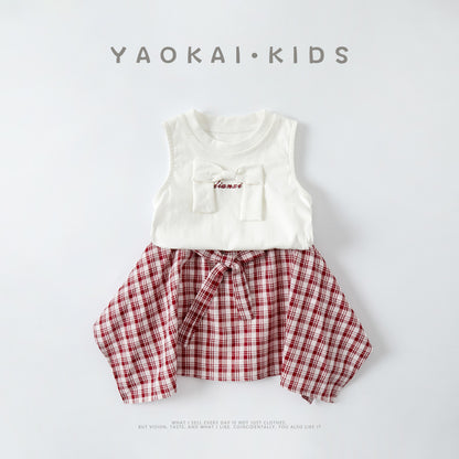 Checkered Dress with Tank Top, Lightweight Summer Outfit for Toddlers and Kids