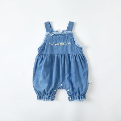Denim Overalls Romper Thin Baby Onesie Infant Outing Diaper Cover