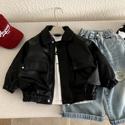 Children's leather jacket for boys