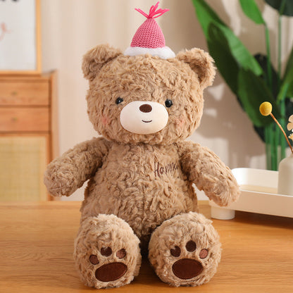 Cute Brown Bear Plush Toy Animal Doll for Girls, Soft Stuffed Rabbit and Doggy Pillow for Sleeping
