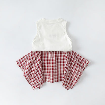 Checkered Dress with Tank Top, Lightweight Summer Outfit for Toddlers and Kids