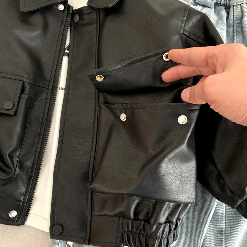 Children's leather jacket for boys