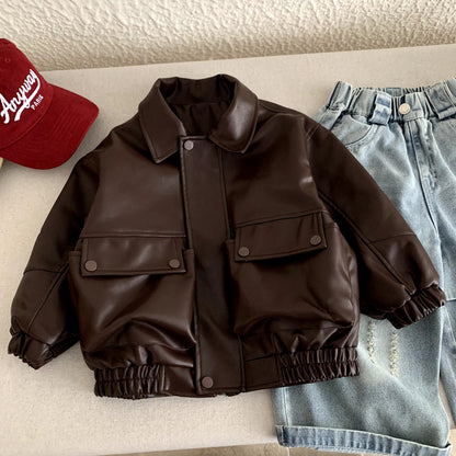 Children's leather jacket for boys